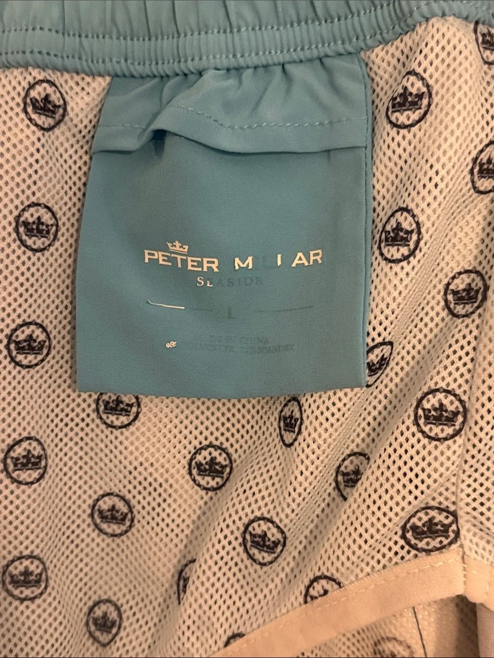 Peter Millar Seaside Blue Men's Drawstring Swim Shorts with Guitar Print